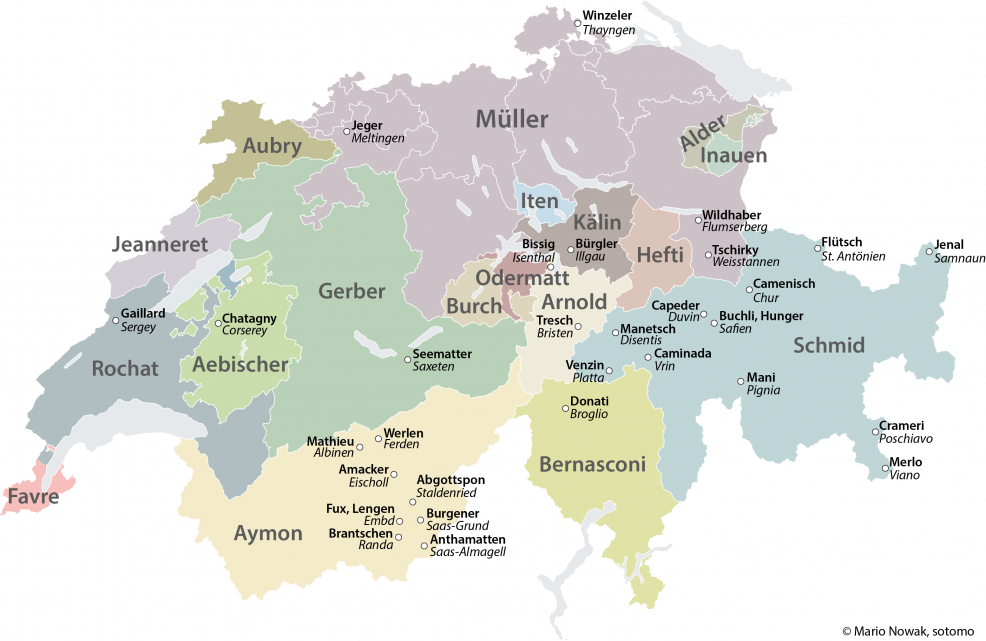 I cognomi più diffusi in Svizzera
